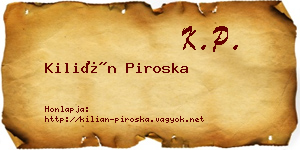 Kilián Piroska névjegykártya
